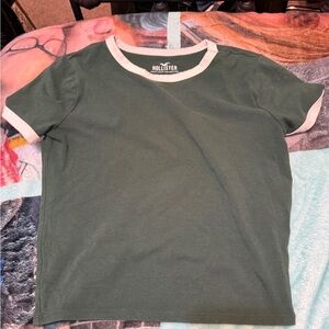 Hollister Dark Green Tee with White Logo